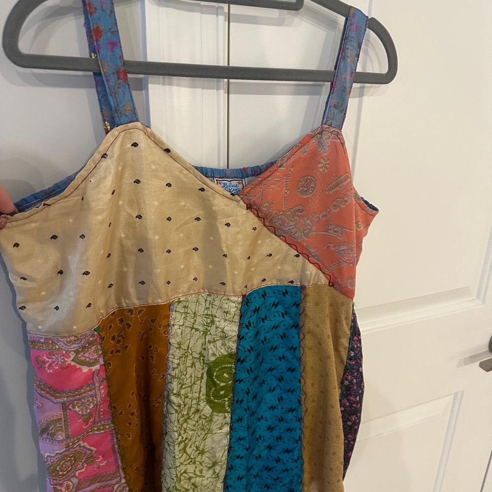 Blue Sky Patchwork Sleeveless Lg top